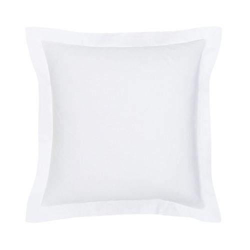 Taie D'oreiller Carrée à Volant Plat - 100% Coton Bio - 63 X 63 Cm - Blanc Craie