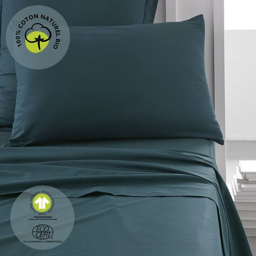 Taie D'oreiller Rectangulaire - 100% Coton Bio - 50 X 70 Cm - Bleu Paon