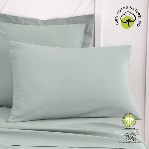 Taie D'oreiller Rectangulaire - 100% Coton Bio - 50 X 70 Cm - Vert Céladon