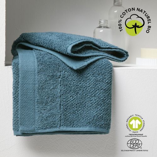 Serviette De Toilette - 100% Coton Bio - 50 X 90 Cm - Bleu Paon