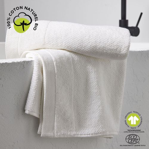 Maxi Drap De Bain - 100% Coton Bio - 90 X 150 Cm - Blanc Craie