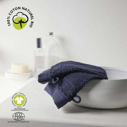 Lot De 2 Gants De Toilette - 100% Coton Bio - Bleu Navy