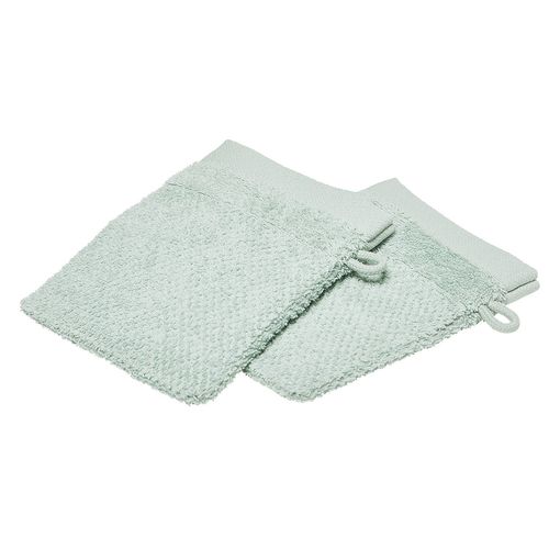 Lot De 2 Gants De Toilette - 100% Coton Bio - Vert Céladon
