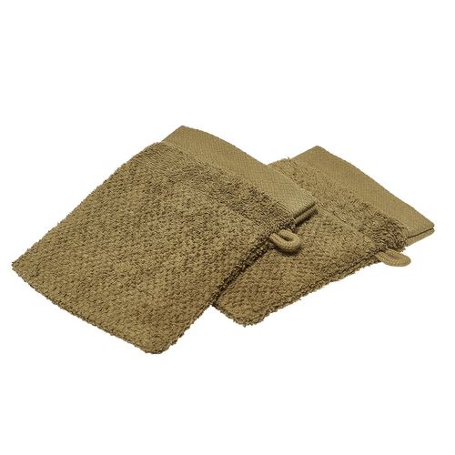 Lot De 2 Gants De Toilette - 100% Coton Bio - Marron Bronze