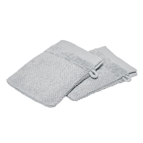 Lot De 2 Gants De Toilette - 100% Coton Bio - Gris Acier