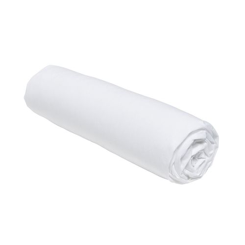 Drap Housse 2 Places - 100% Coton Bio - 160 X 200 Cm - Blanc Craie