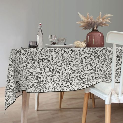 Nappe Écrue Avec Lignes Noires Linette - 140 X 240 Cm
