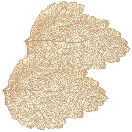 Lot De 2 Sets De Table Motif Feuille - 47 X 36 Cm - Doré