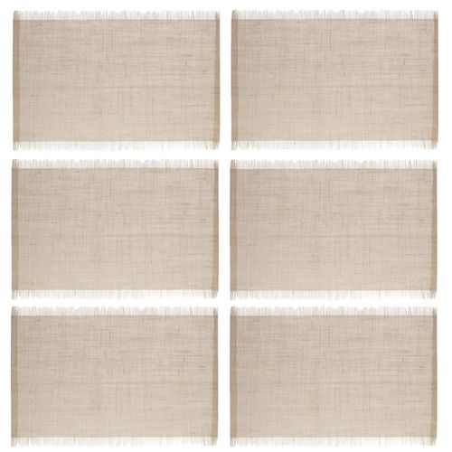 Lot De 6 Sets De Table à Franges - 45 X 30 Cm - Naturel