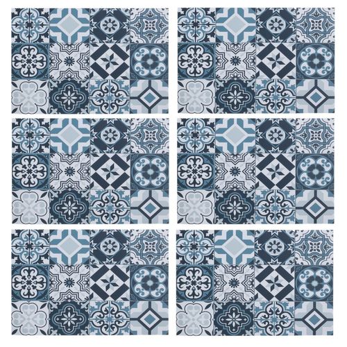 Lot De 6 Sets De Table Mosaïque Carreaux De Ciment - 45 X 30 Cm - Bleu