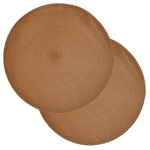 Lot De 2 Sets De Table Tressés Afhir - Diam. 38 Cm - Terracotta