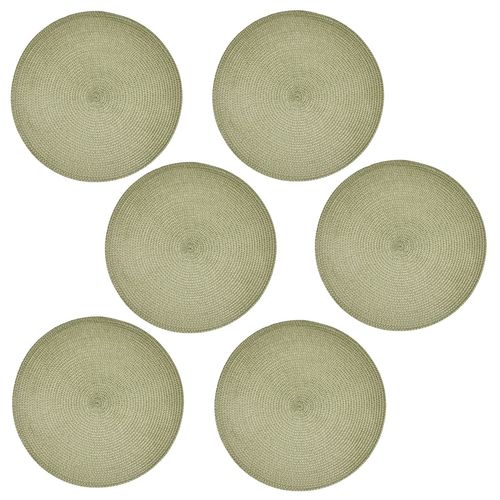 Lot De 6 Sets De Table Tressés Afhir - Diam. 38 Cm - Vert Olive