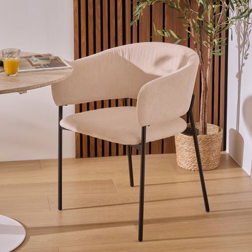 Lot De 2 Fauteuils à Diner En Velours Solea - Beige