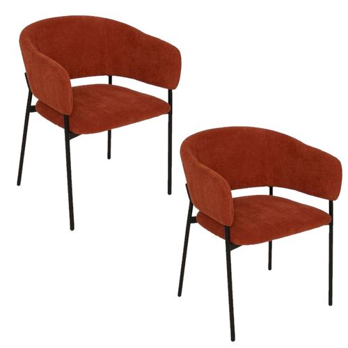 Lot De 2 Fauteuils à Diner En Velours Solea - Terracotta
