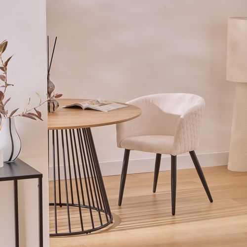 Lot De 2 Fauteuils à Diner En Tissu Chenille Marlo - Ivoire