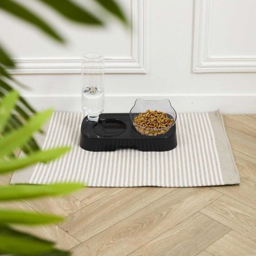 Gamelle Et Distributeur D'eau Pour Chat Et Chien - Noir