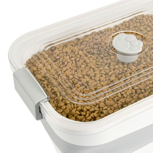 Boite Conteneur à Croquettes Pliable Avec Roues - Blanc