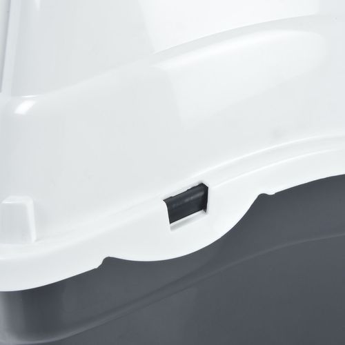 Maison De Toilette Litière Pour Chat Ugo - Blanc Et Gris Anthracite