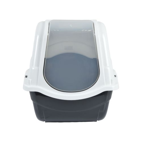 Maison De Toilette Litière Pour Chat Ugo - Blanc Et Gris Anthracite