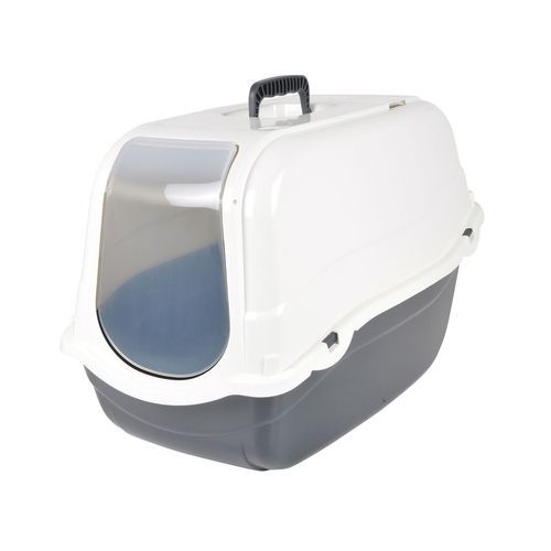 Maison De Toilette Litière Pour Chat Ugo - Blanc Et Gris Anthracite