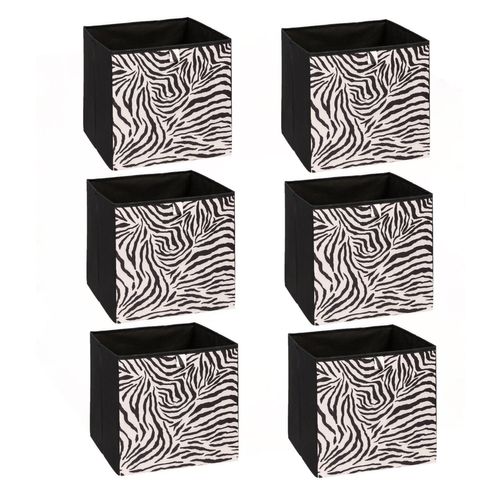 Lot De 6 Boîtes De Rangement Zebra - L. 31 X L. 31 X H. 31 Cm - Noir