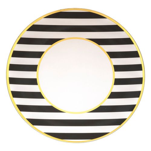 Lot De 12 Assiettes De Présentation Rayures - Noir Et Blanc