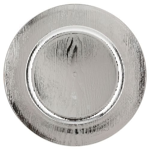Lot De 12 Assiettes De Présentation Effet Bois - Argent