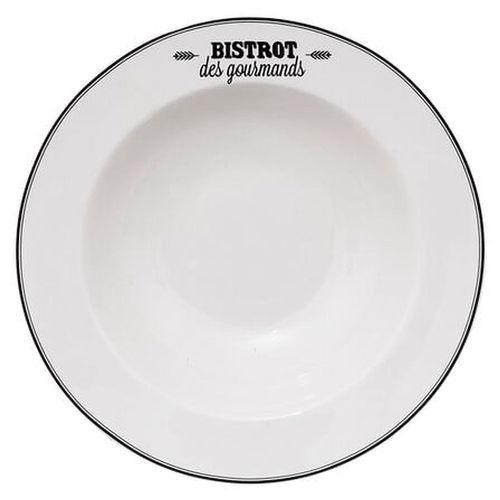 Lot De 12 Assiettes à Pâtes "bistrot Des Gourmands" - Blanc