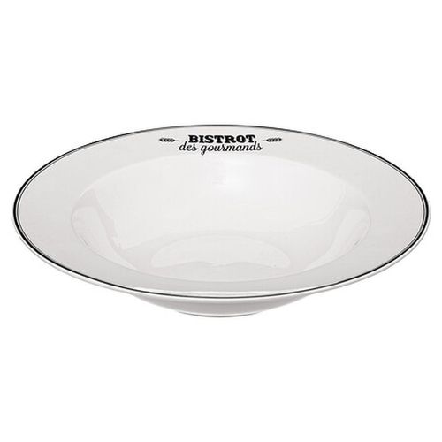 Lot De 12 Assiettes à Pâtes "bistrot Des Gourmands" - Blanc