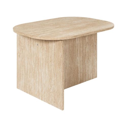 Table Basse Ovale Effet Travertin Pietra - Beige