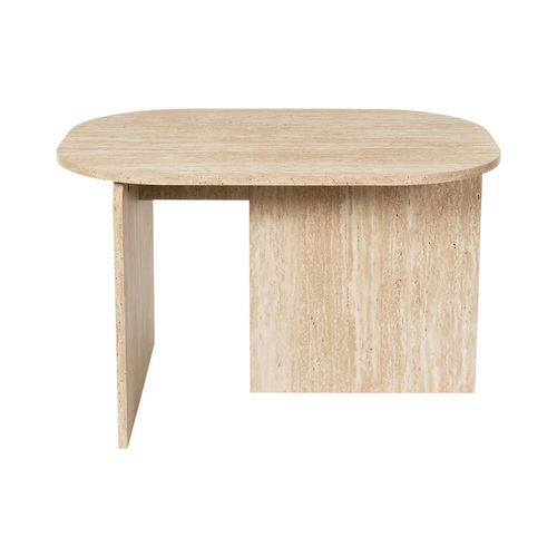 Table Basse Ovale Effet Travertin Pietra - Beige