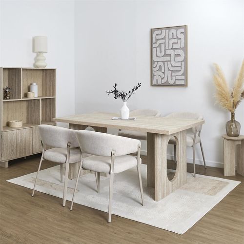 Table à Manger Effet Travertin Pour 4 Personnes Pietra - Beige