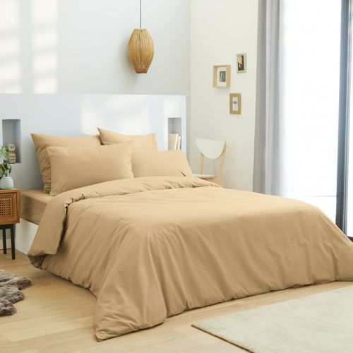 Housse De Couette Unie Taupe 260 X 240 Cm / 100% Coton / 57 Fils/cm² Pour Lit 2 Places "king Size"
