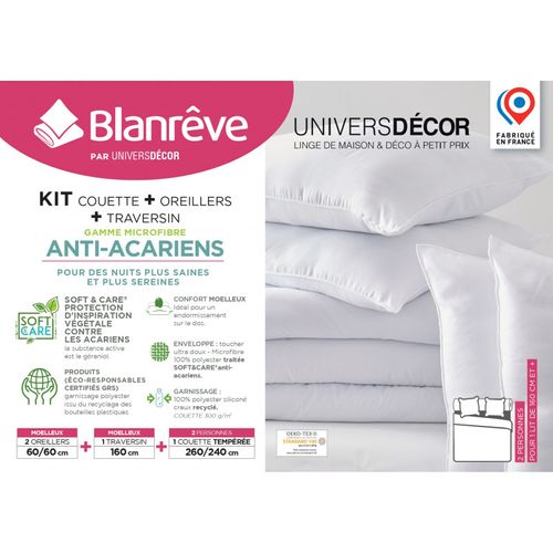 Pack Couette 260 X 240 Cm + 2 Oreillers 60 X 60 + Polochon 160 Gamme Microfibre "douceur"