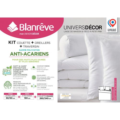 Couette Très Chaude 260 X 240 + 2 Oreillers 60 X 60 + Polochon 160 Polycoton "confort"