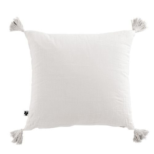 Coussin Déhoussable Avec Pompons "gaïa" 40 X 40 Cm "gaze De Coton"