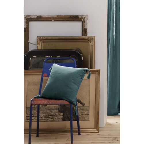 Coussin Déhoussable Avec Pompons "gaïa" 40 X 40 Cm "gaze De Coton" L'effet Papillon