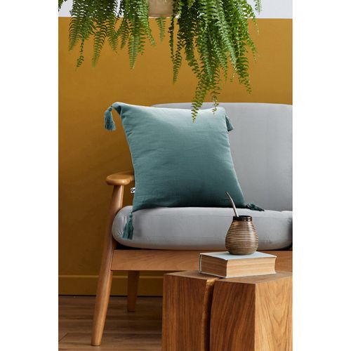 Coussin Déhoussable Avec Pompons "gaïa" 40 X 40 Cm "gaze De Coton" L'effet Papillon