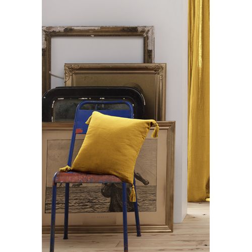 Coussin Déhoussable Avec Pompons "gaïa" 40 X 40 Cm "gaze De Coton" L'effet Papillon