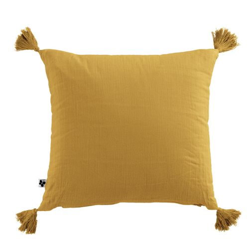 Coussin Déhoussable Avec Pompons "gaïa" 40 X 40 Cm "gaze De Coton" L'effet Papillon
