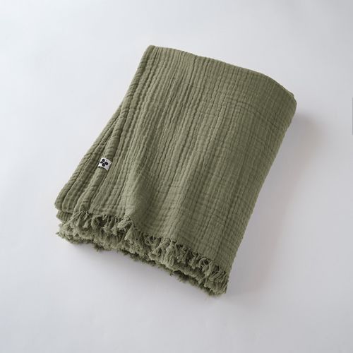 Plaid à Franges "gaïa" - 130x160 Cm - "gaze De Coton" L'effet Papillon