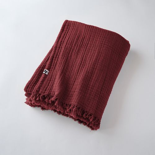 Plaid à Franges "gaïa" - 130x160 Cm - "gaze De Coton"