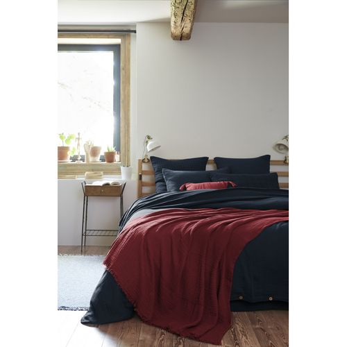 Plaid à Franges "gaïa" - 130x160 Cm - "gaze De Coton"