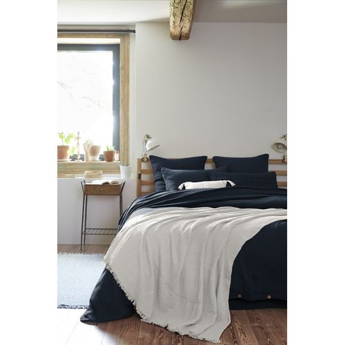 Plaid à Franges "gaïa" - 130x160 Cm - "gaze De Coton"