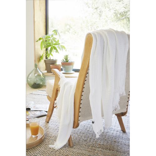 Plaid à Franges "gaïa" - 180x220 Cm - "gaze De Coton" L'effet Papillon