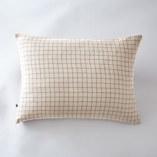 Taie D'oreiller Tissé-teint Petits Carreaux Déco "gaïa Mix" 60 X 60 Cm et 50 X 70 Cm "gaze De Coton"