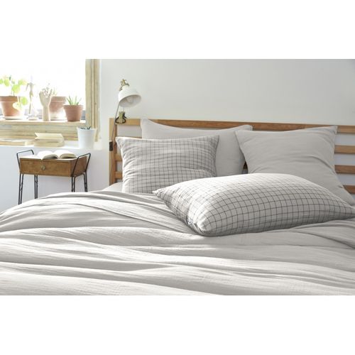 Taie D'oreiller Tissé-teint Petits Carreaux Déco "gaïa Mix" 60 X 60 Cm et 50 X 70 Cm "gaze De Coton"