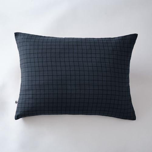 Taie D'oreiller Tissé-teint Petits Carreaux Déco "gaïa Mix" 60 X 60 Cm et 50 X 70 Cm "gaze De Coton"