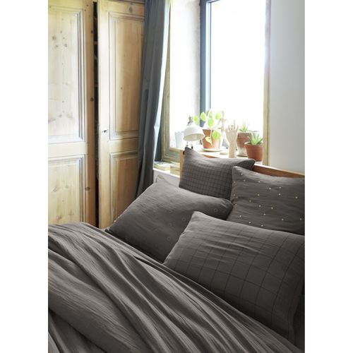 Taie D'oreiller Tissé-teint Petits Carreaux Déco "gaïa Mix" 60 X 60 Cm et 50 X 70 Cm "gaze De Coton"