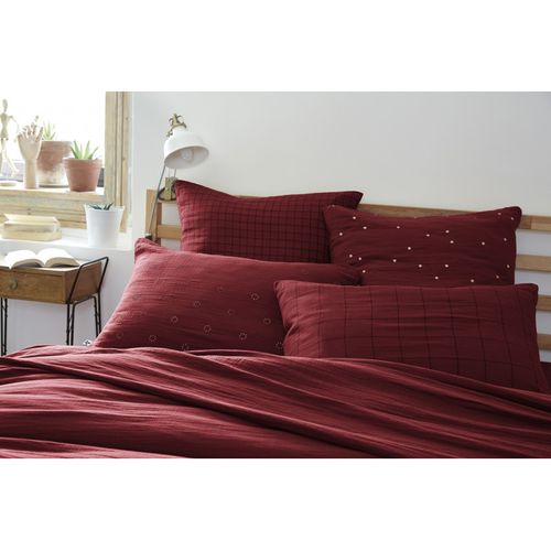 Taie D'oreiller Tissé-teint Petits Carreaux Déco "gaïa Mix" 60 X 60 Cm et 50 X 70 Cm "gaze De Coton"